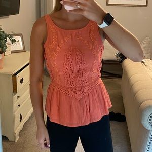 Coral peplum top